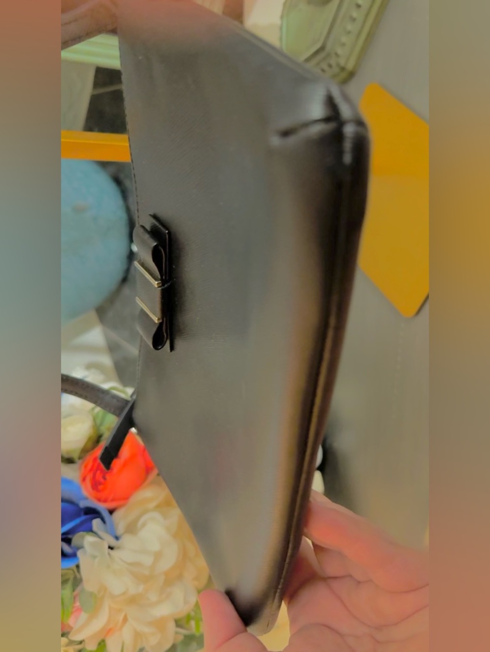 COACH Darcy Bow East West Swing pack 2014 Soft Black Leather Silver F51858 - EUC - Picture 7 of 16